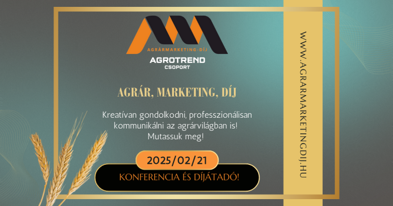 Agrármarketing-Díj 2024: Egy különleges nap a mezőgazdasági innovációért! 🌱🏅 Csatlakozzon hozzánk a konferencián és a díjátadón, ahol a legújabb trendek és sikertörténetek kerülnek bemutatásra! Ne hagyja ki ezt az inspiráló eseményt az Agrotrend szervezés